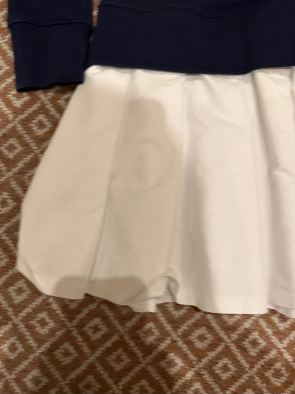 Ralph Lauren Navy and White Pleated Sweatshirt Dress